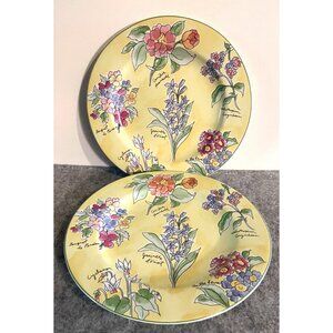 2 8"  Yellow  Salad Plates with Flowers By Furio # 1860